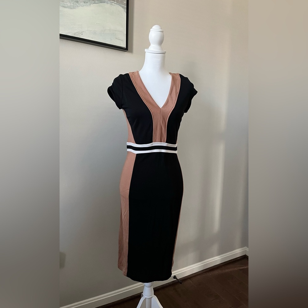 H&M Black and White Strapless Bodycon Dress